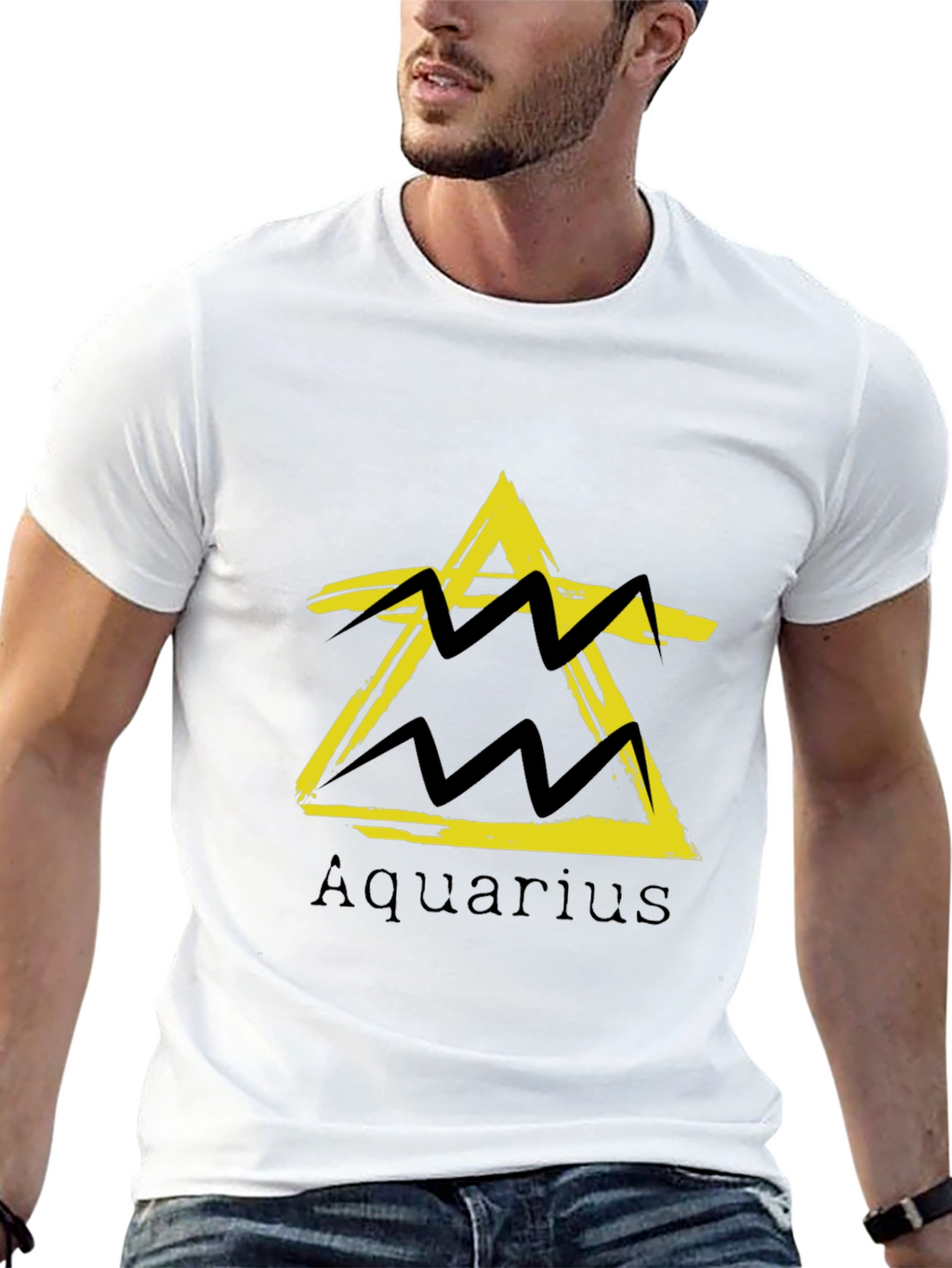 Aquarius Zodiac Sign Black T-Shirt