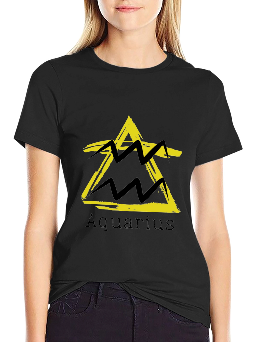 Aquarius Zodiac Sign Black T-Shirt