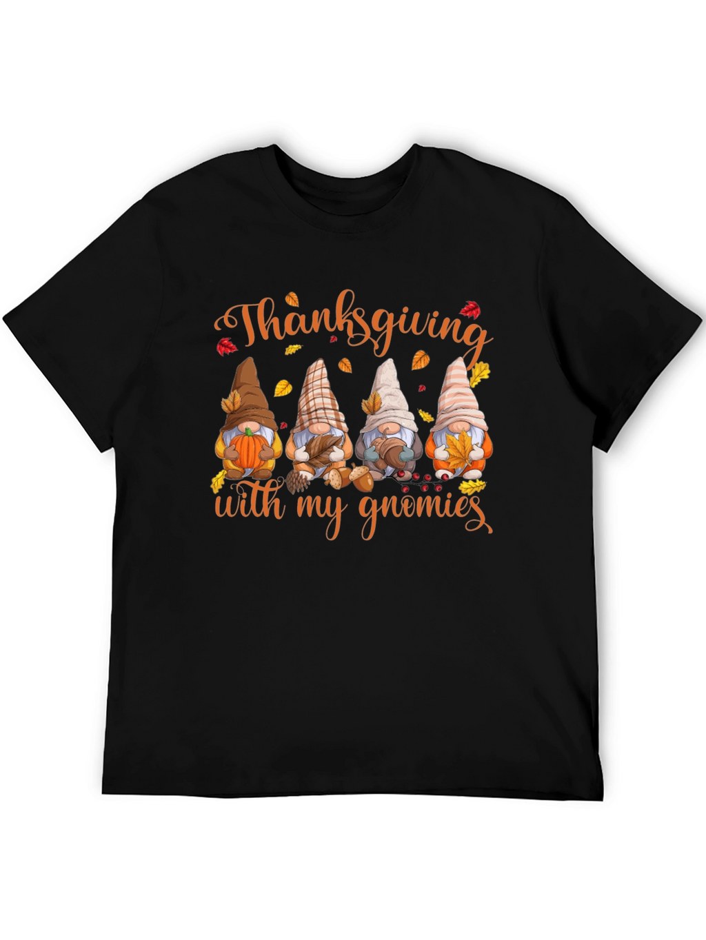 Thanksgiving Gnomies Black T-Shirt