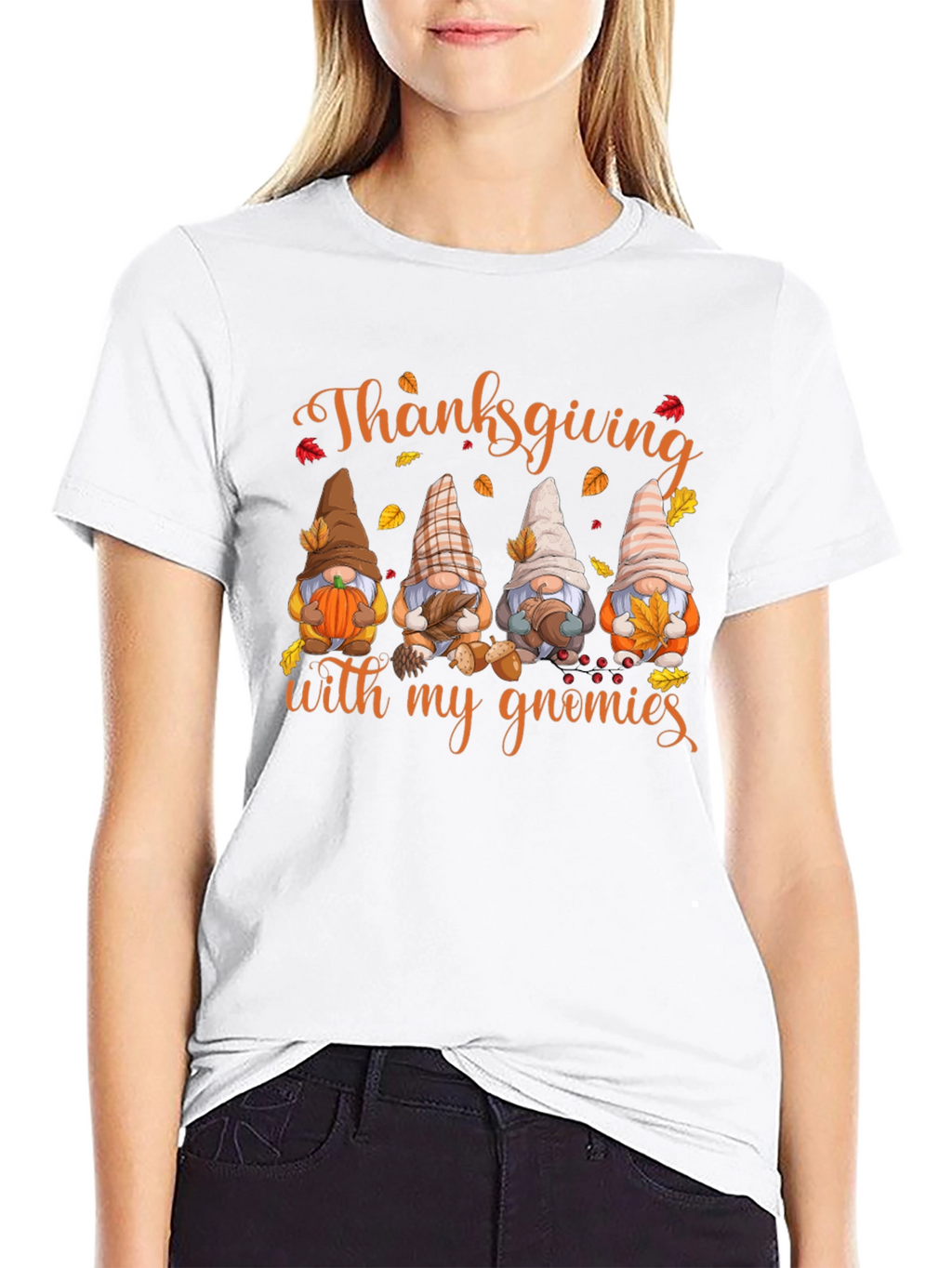 Thanksgiving Gnomies Black T-Shirt