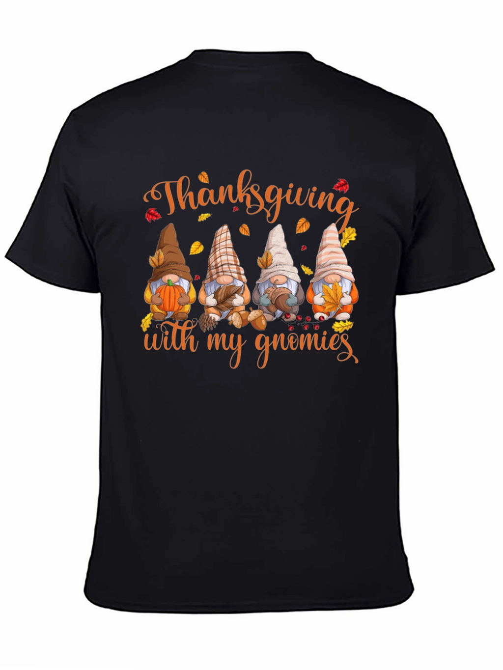 Thanksgiving Gnomies Black T-Shirt