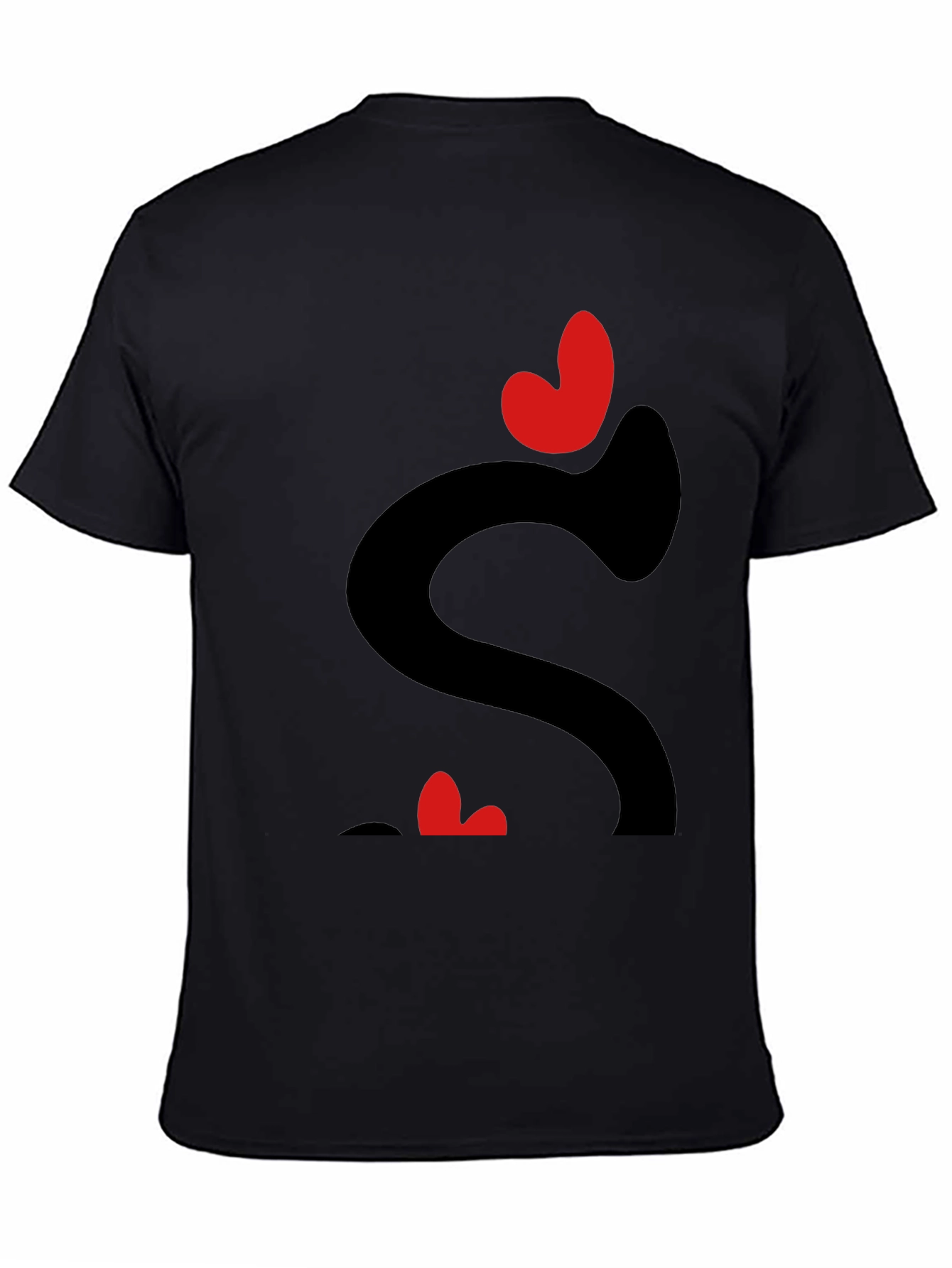 Heart Love Graphic Tee - Black Casual T-Shirt
