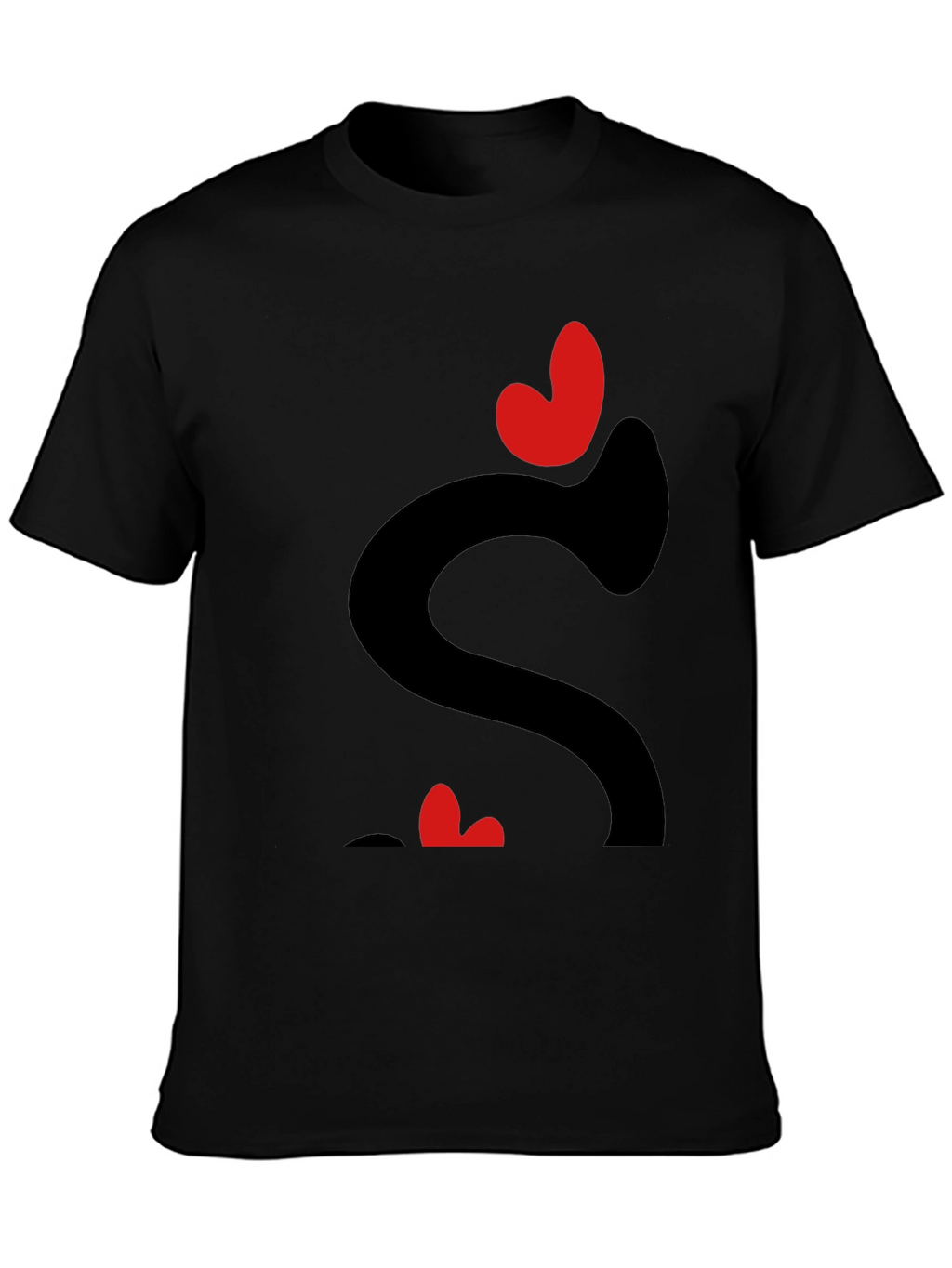 Heart Love Graphic Tee - Black Casual T-Shirt