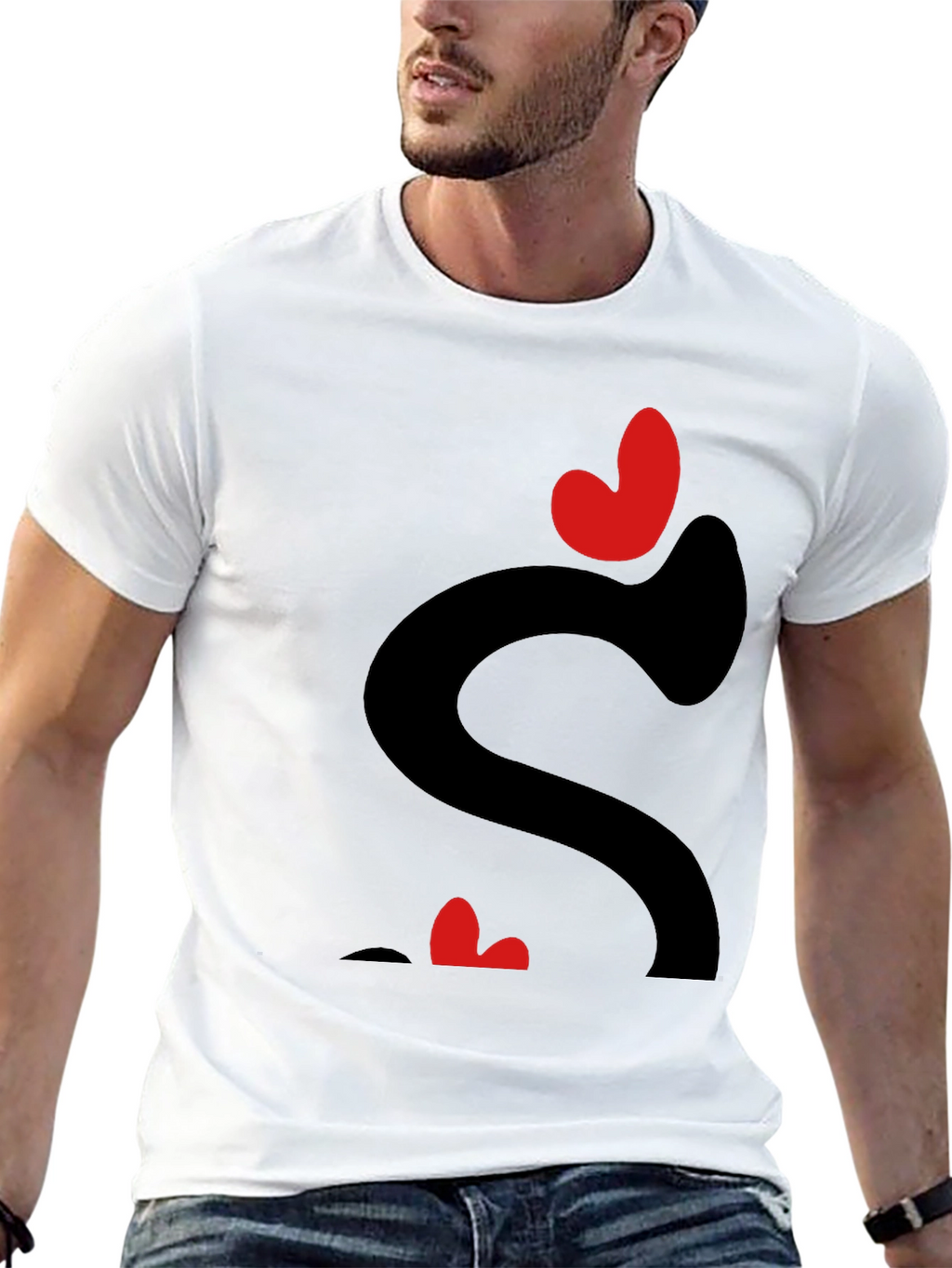 Heart Love Graphic Tee - Black Casual T-Shirt