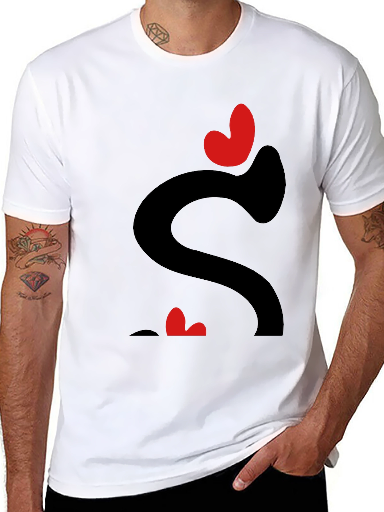 Heart Love Graphic Tee - Black Casual T-Shirt