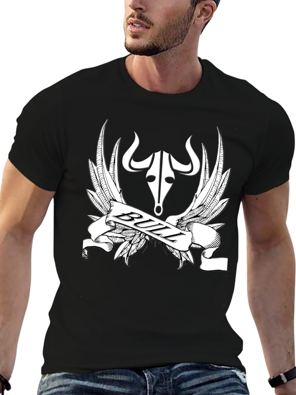 Bull Design Black T-Shirt