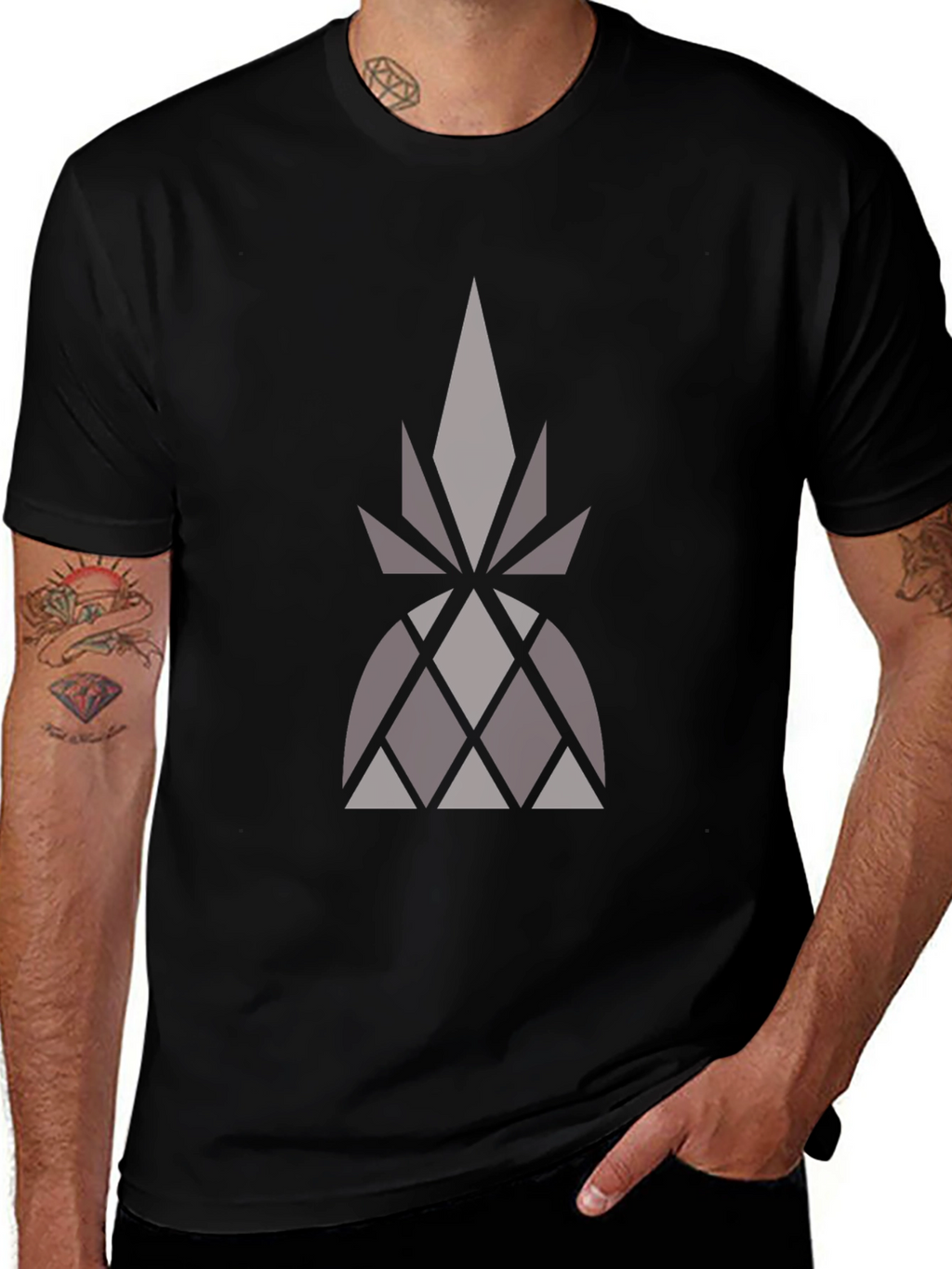 Geometric Pattern Black T-Shirt