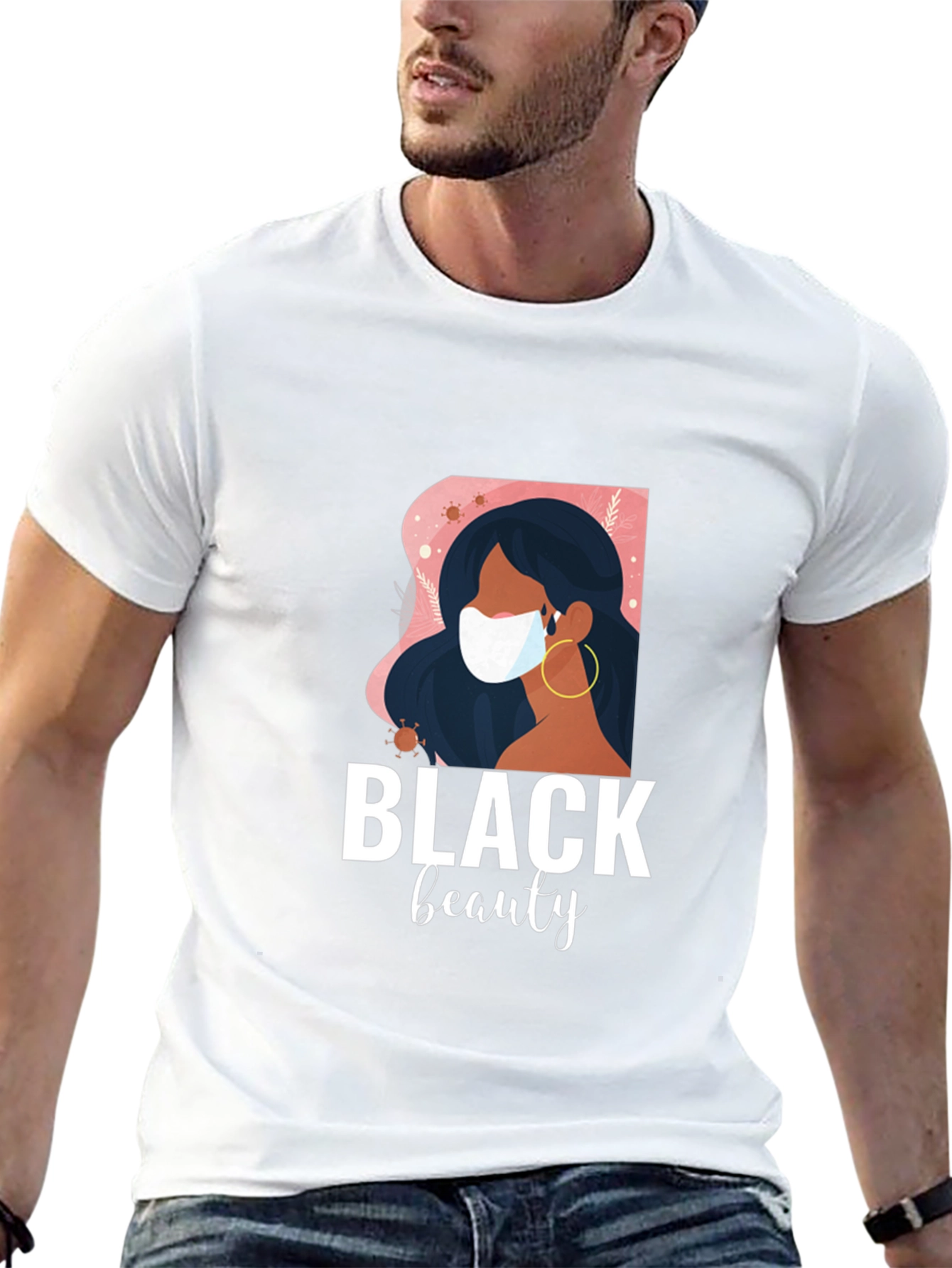 Black Beauty Graphic Tee - Stylish Masked Woman Design