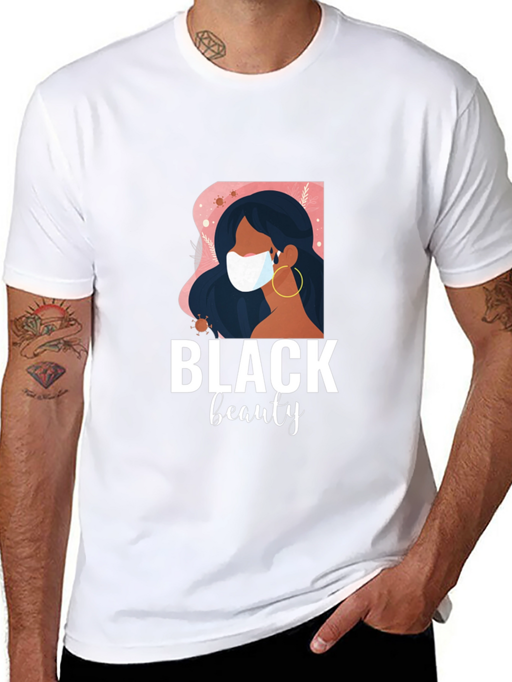 Black Beauty Graphic Tee - Stylish Masked Woman Design