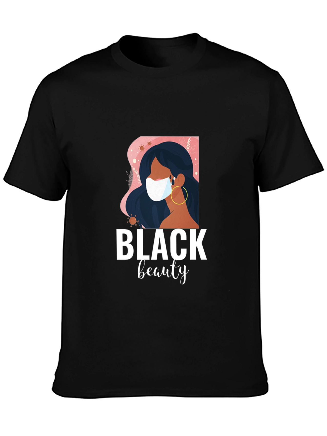 Black Beauty Graphic Tee - Stylish Masked Woman Design