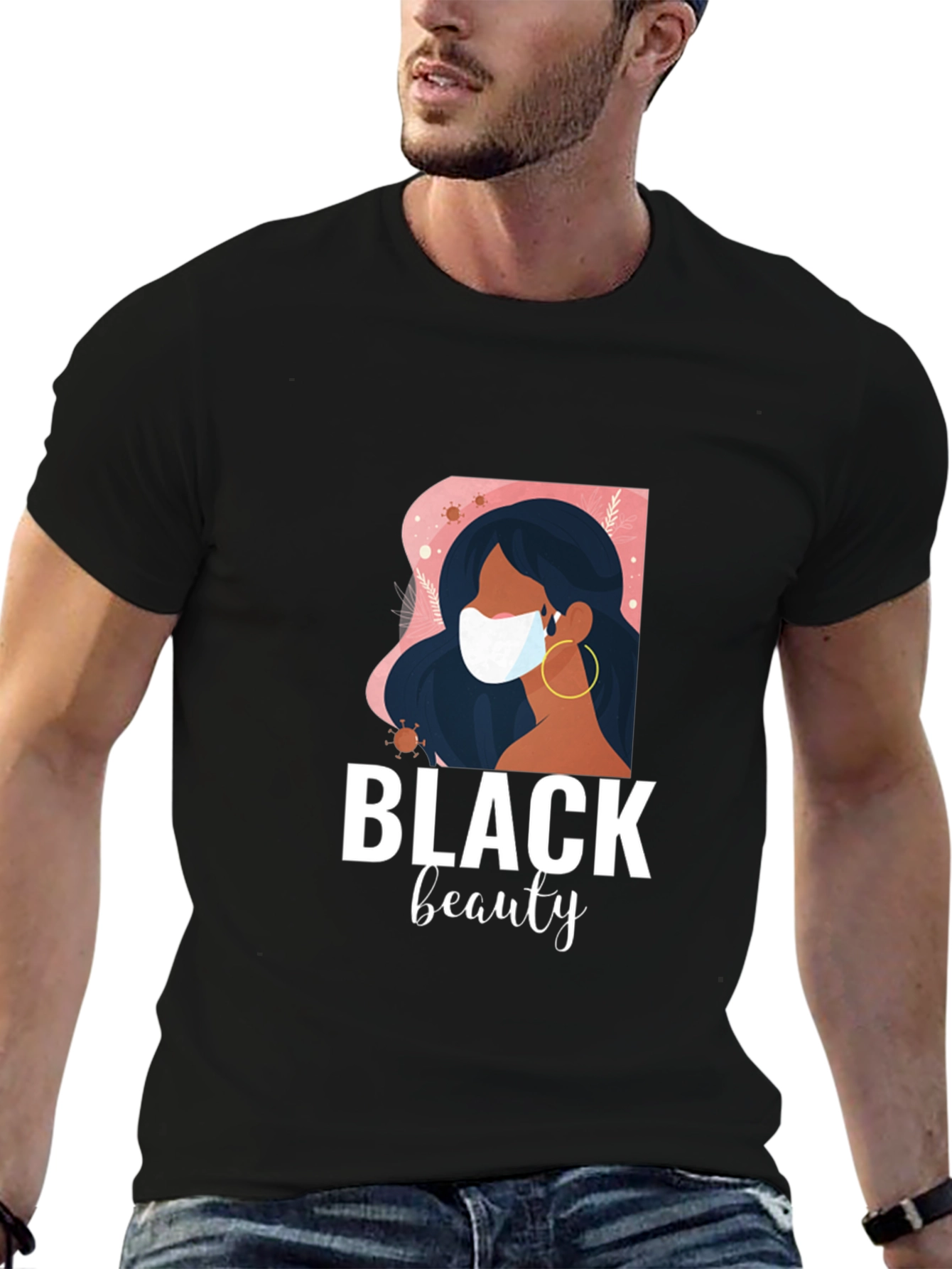 Black Beauty Graphic Tee - Stylish Masked Woman Design