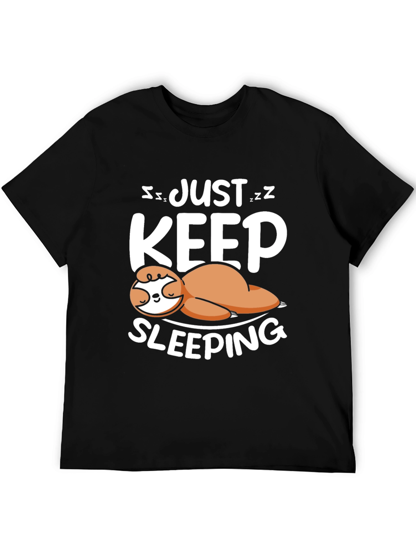 Just Keep Sleeping Sloth Tee - Black Cotton Comfort