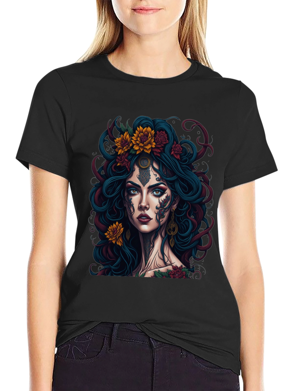 Mystic Floral Tattoo Graphic Tee