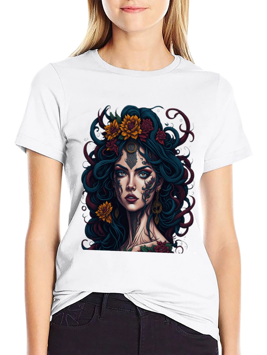 Mystic Floral Tattoo Graphic Tee