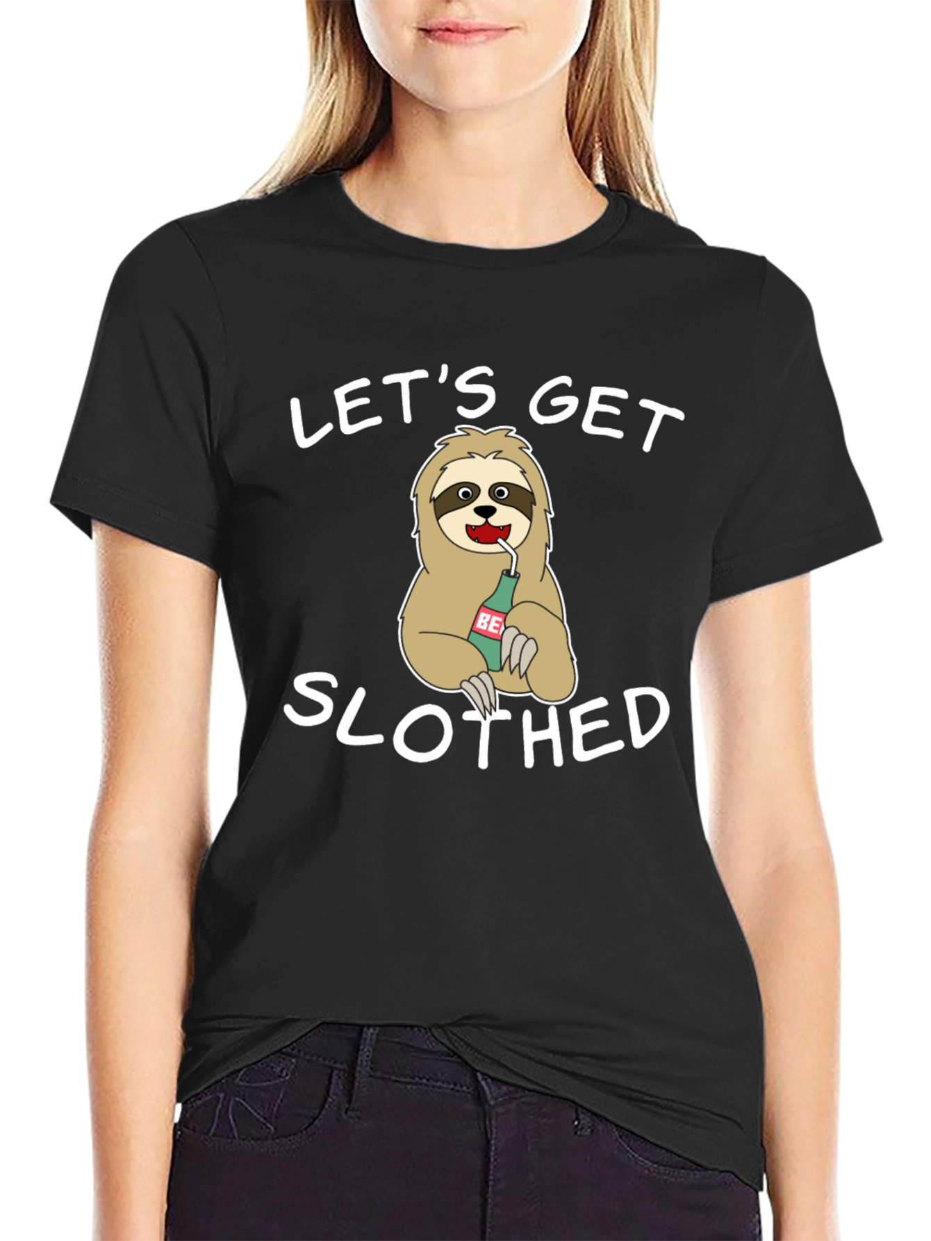 Lets Get Slothed Graphic Tee - Novelty Sloth Beer T-Shirt