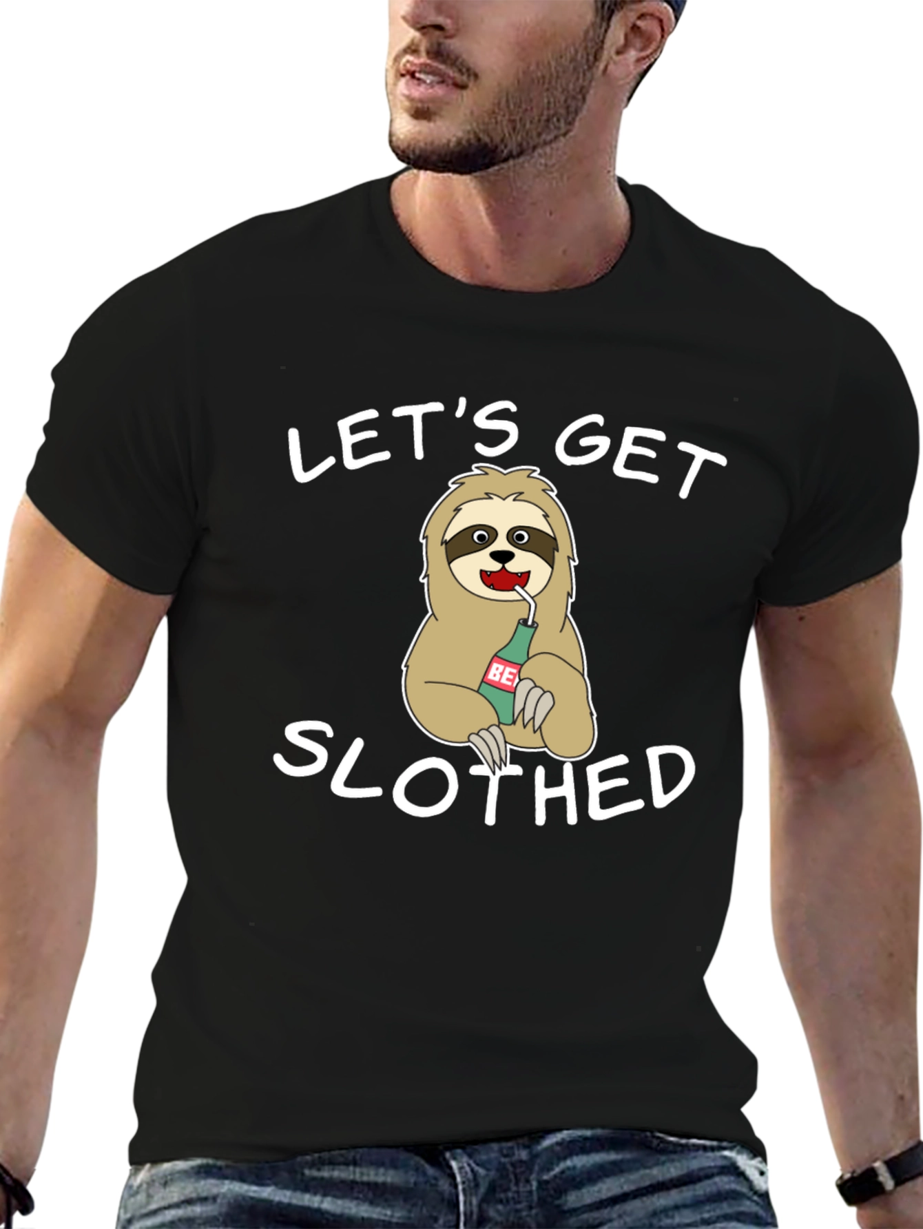 Lets Get Slothed Graphic Tee - Novelty Sloth Beer T-Shirt