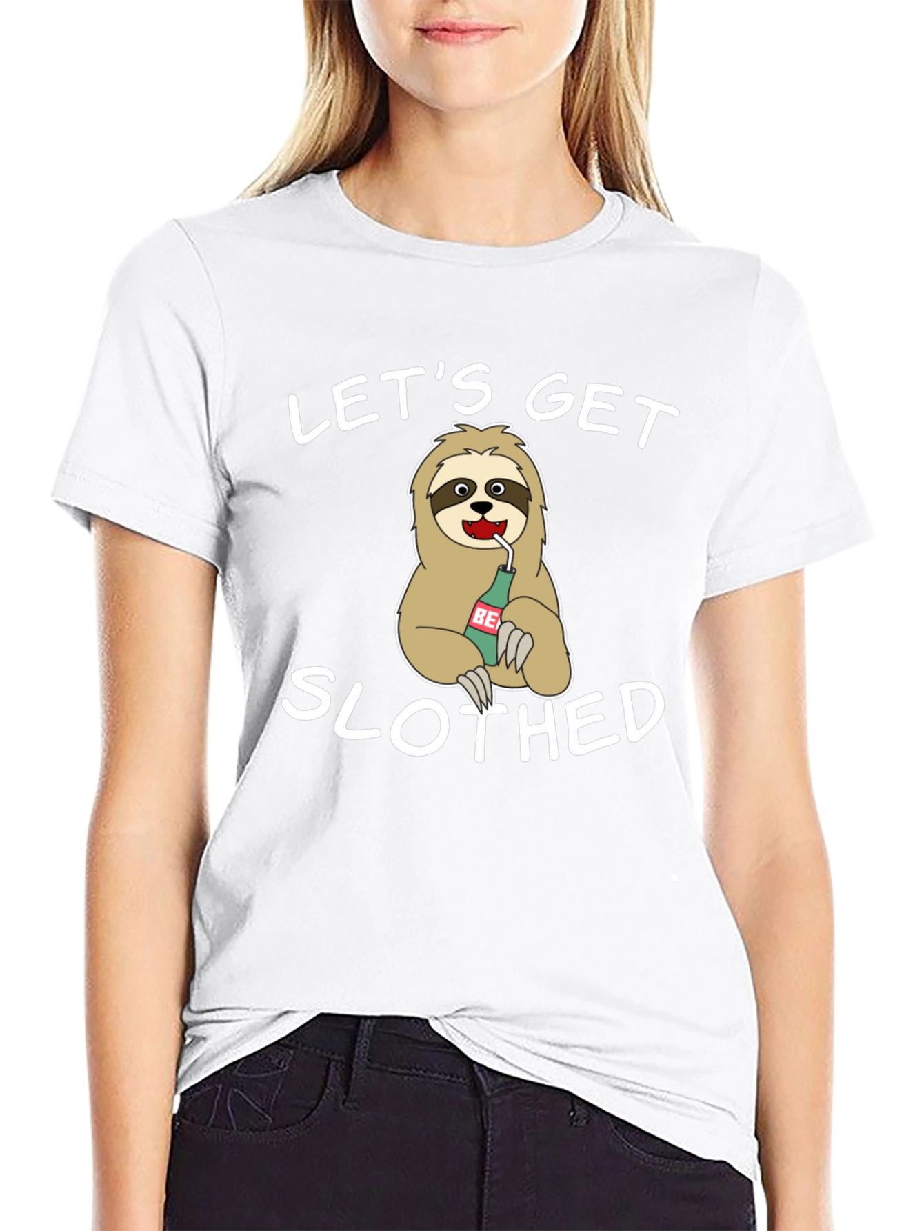 Lets Get Slothed Graphic Tee - Novelty Sloth Beer T-Shirt