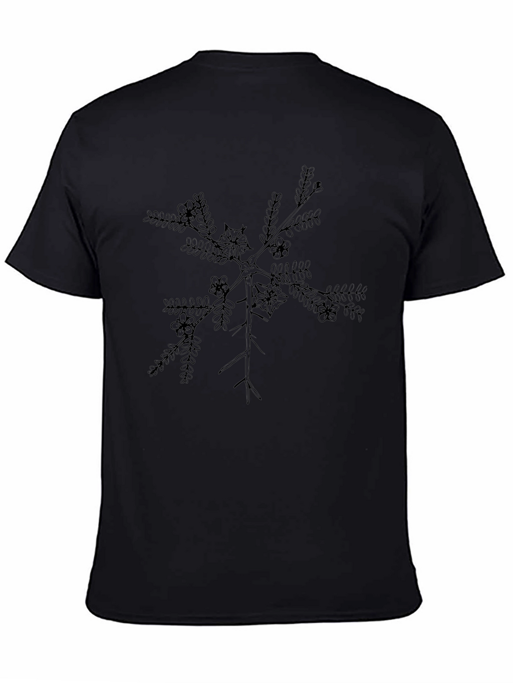 Botanical Branch Graphic Tee - Black Casual Comfort