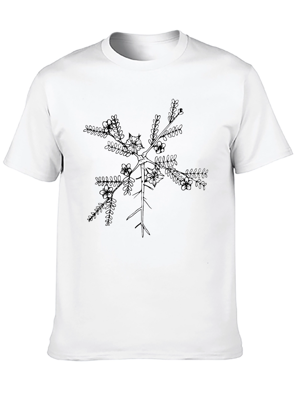 Botanical Branch Graphic Tee - Black Casual Comfort