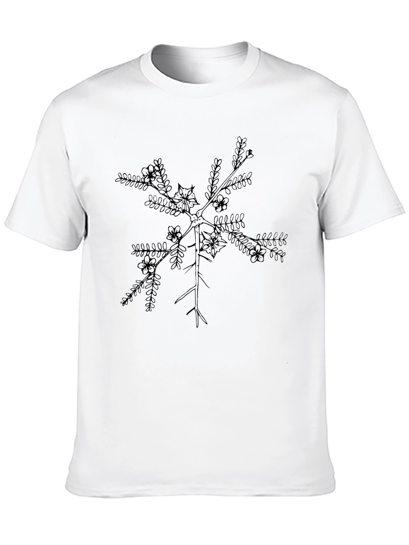 Botanical Branch Graphic Tee - Black Casual Comfort