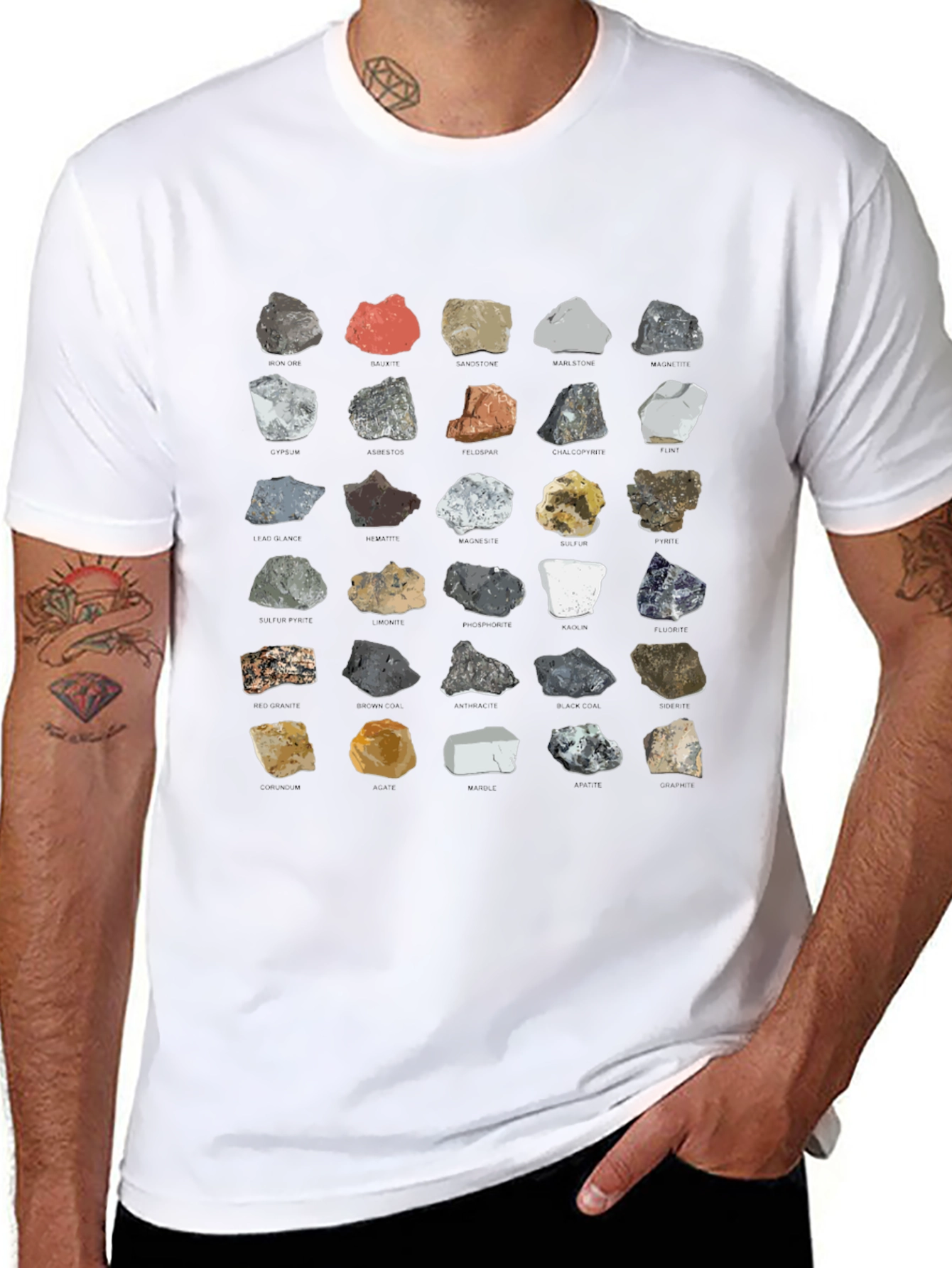 Geology Rocks T-Shirt - Minerals Pattern Tee
