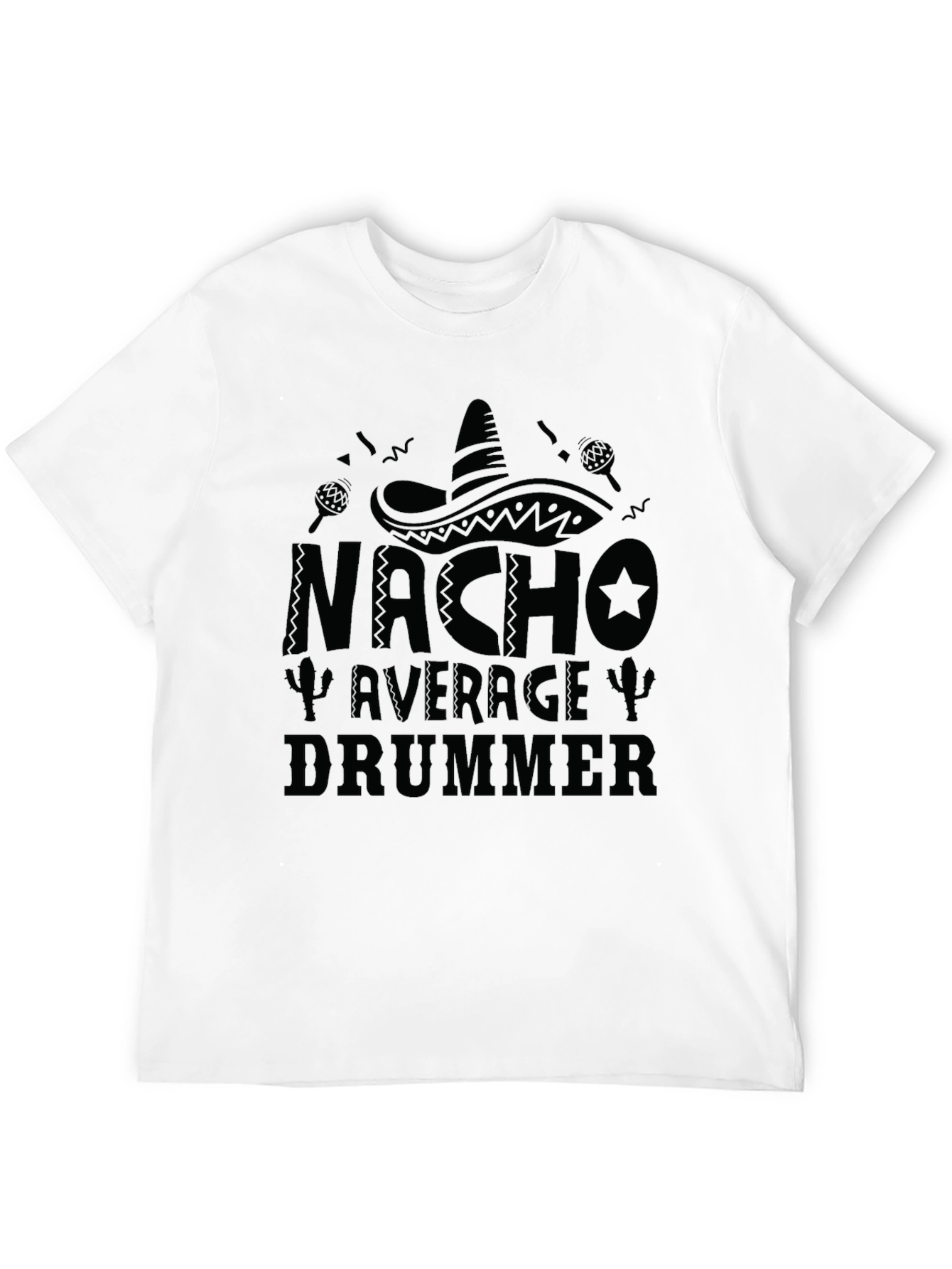 Nacho Average Drummer T-Shirt - Black Crew Neck