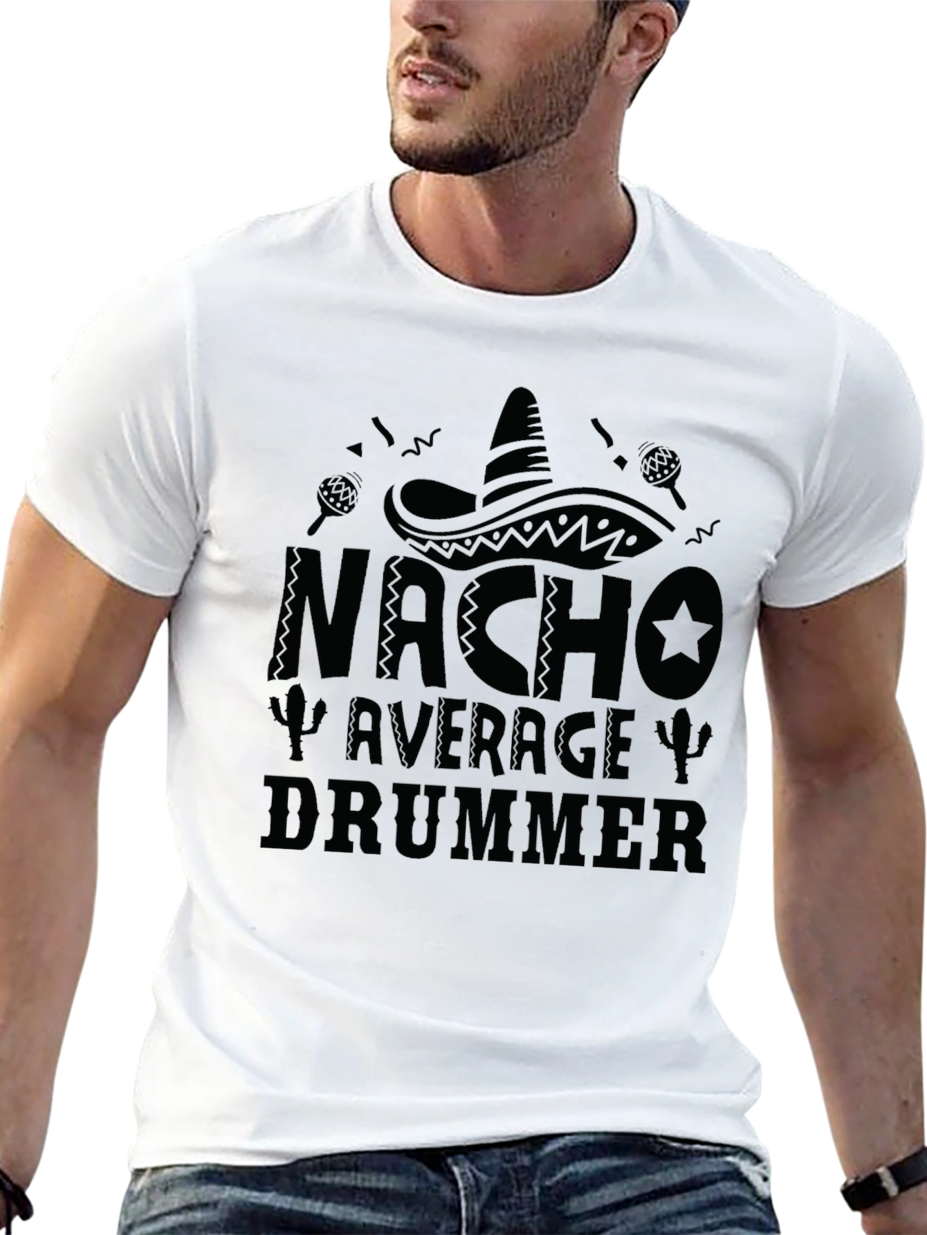 Nacho Average Drummer T-Shirt - Black Crew Neck