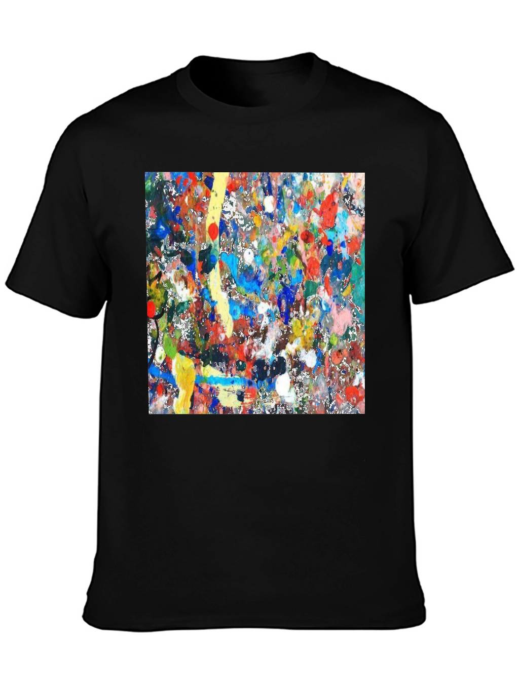 Abstract Art Splatter Print Black T-Shirt