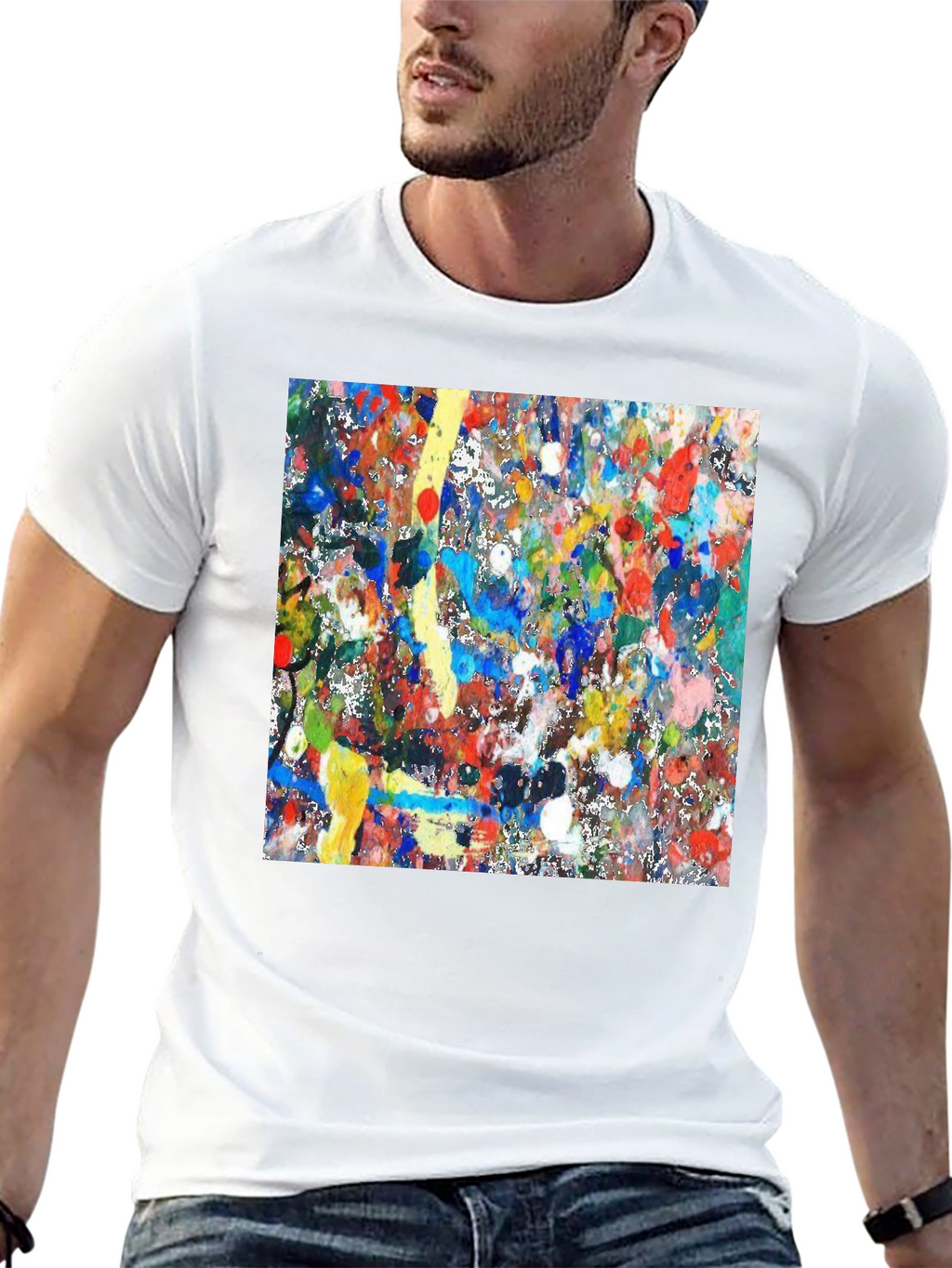 Abstract Art Splatter Print Black T-Shirt
