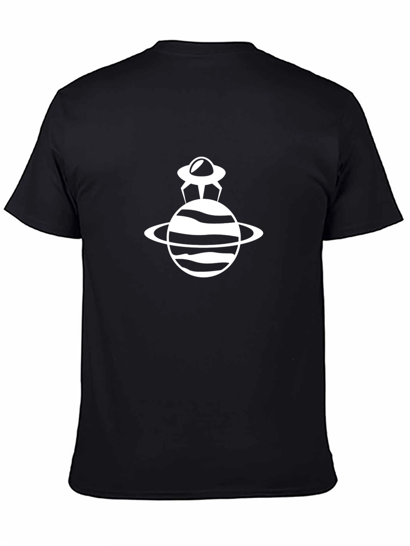 UFO Planet Graphic Tee - Black Cotton Blend Casual Wear