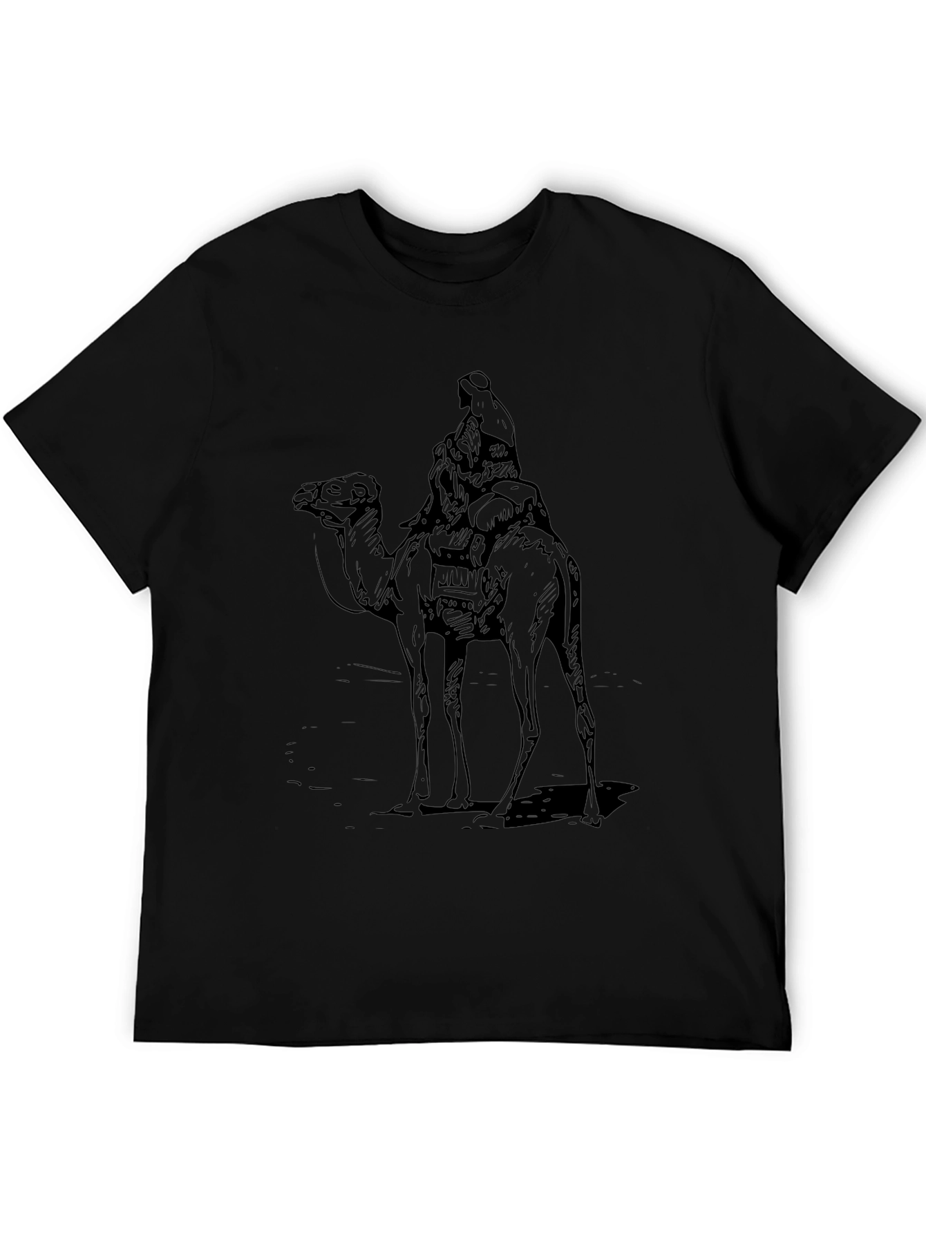 Camel Rider Graphic Tee - Black Cotton T-Shirt