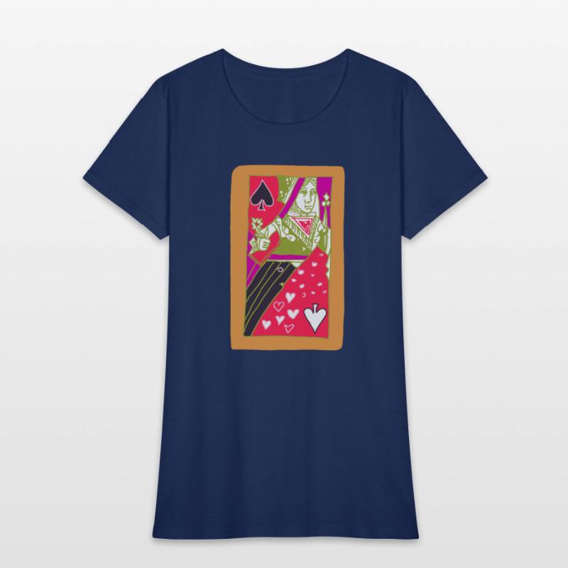 Orange Queen Of Spades Playing Card