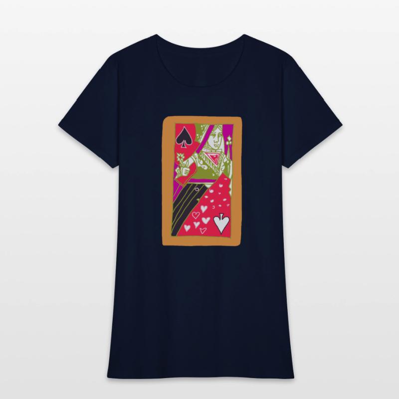 Orange Queen Of Spades Playing Card