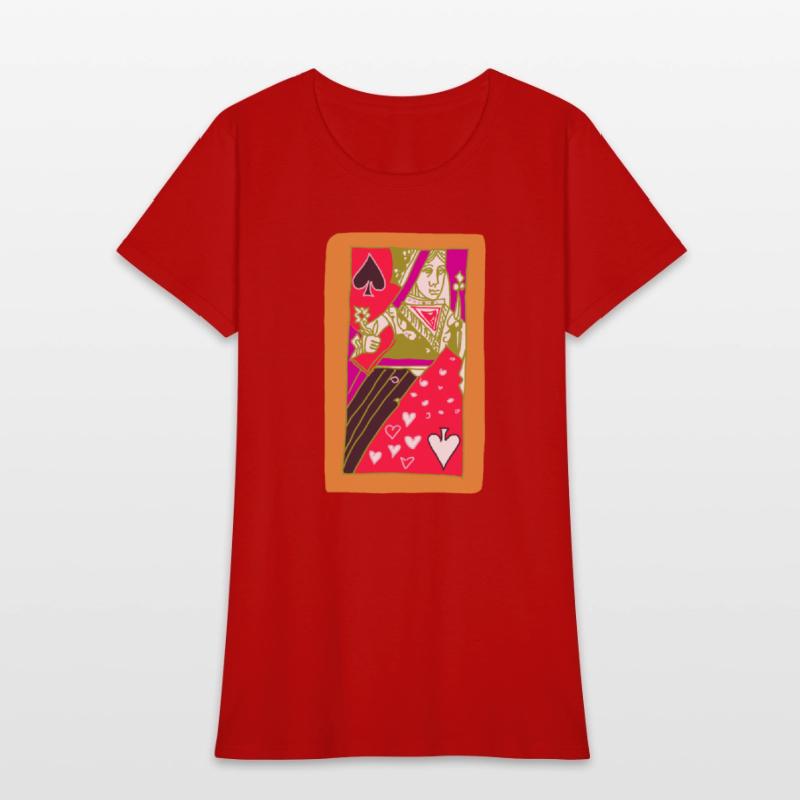 Orange Queen Of Spades Playing Card