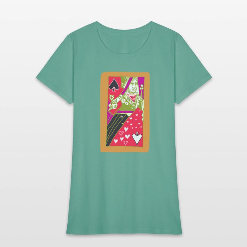 Orange Queen Of Spades Playing Card