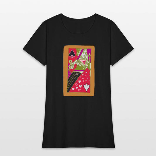 Orange Queen Of Spades Playing Card