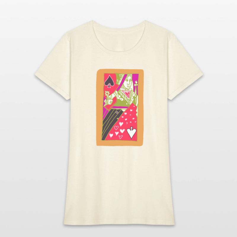 Orange Queen Of Spades Playing Card