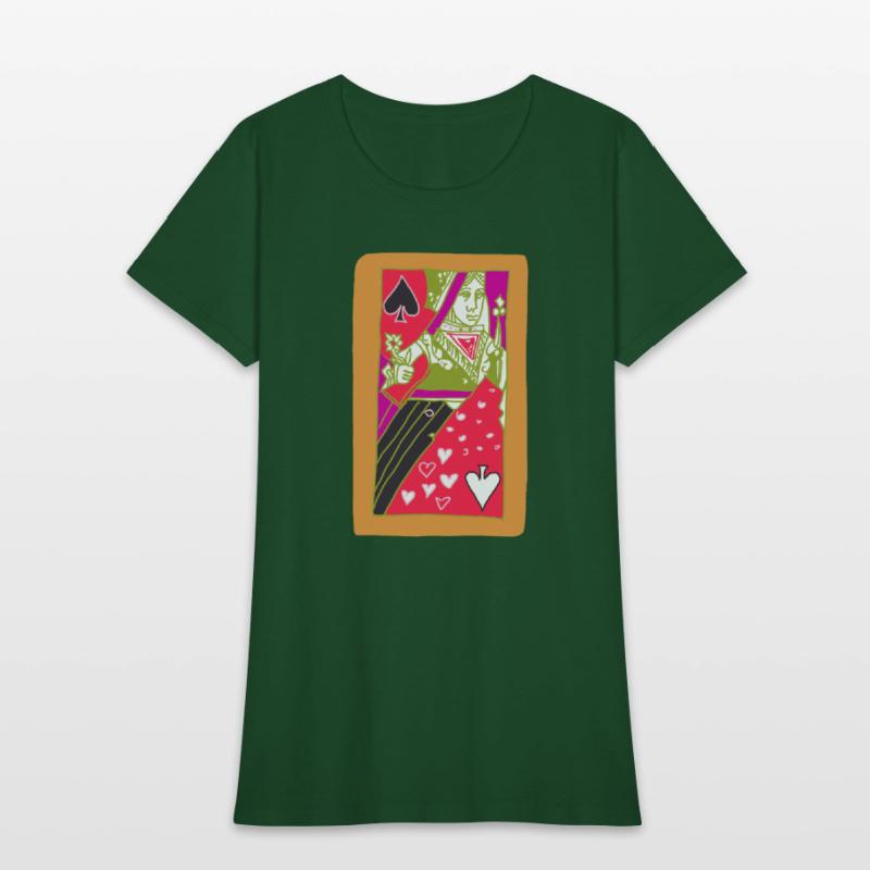 Orange Queen Of Spades Playing Card