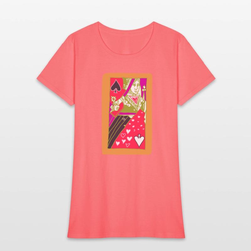 Orange Queen Of Spades Playing Card