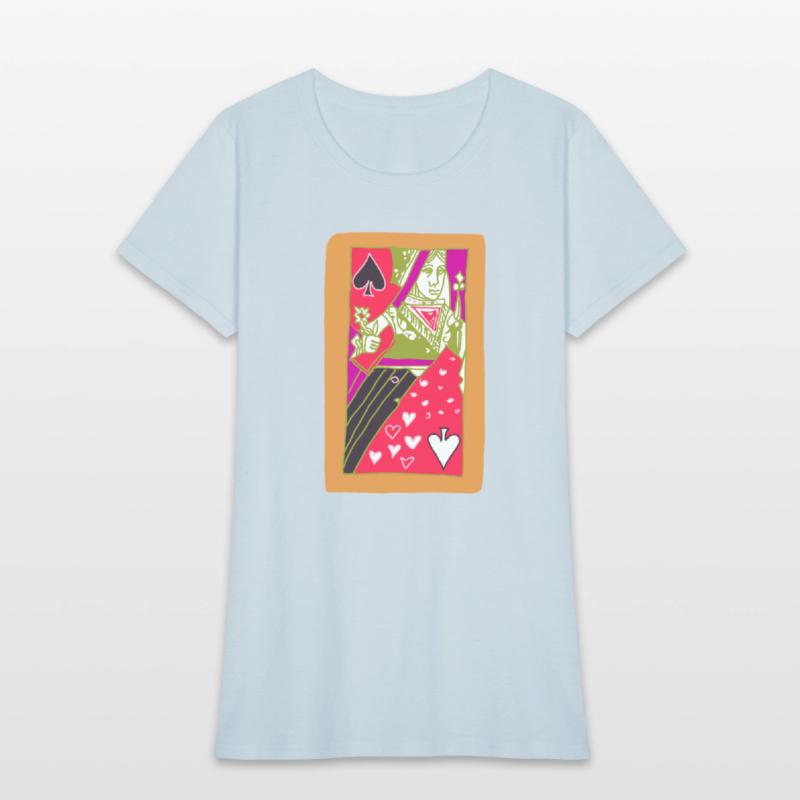 Orange Queen Of Spades Playing Card