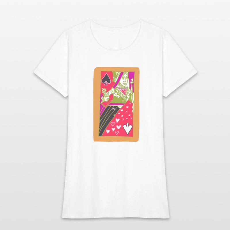 Orange Queen Of Spades Playing Card