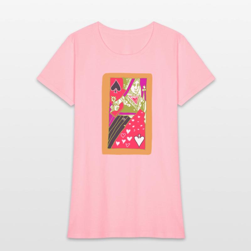 Orange Queen Of Spades Playing Card