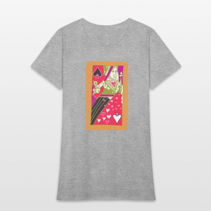 Orange Queen Of Spades Playing Card