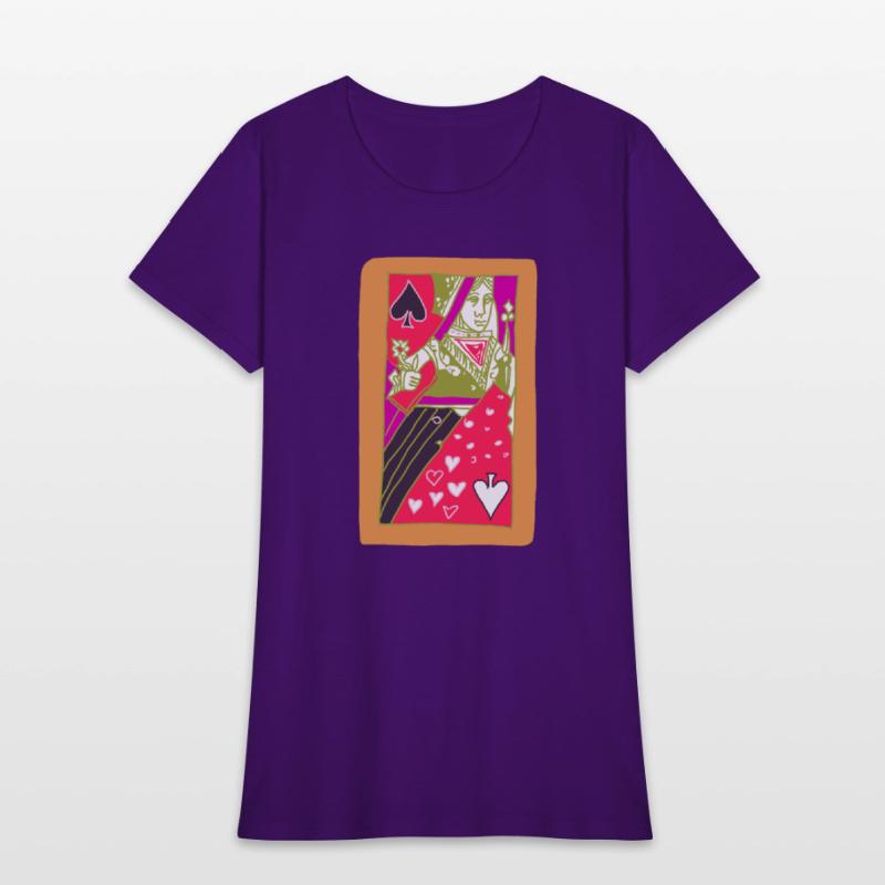 Orange Queen Of Spades Playing Card