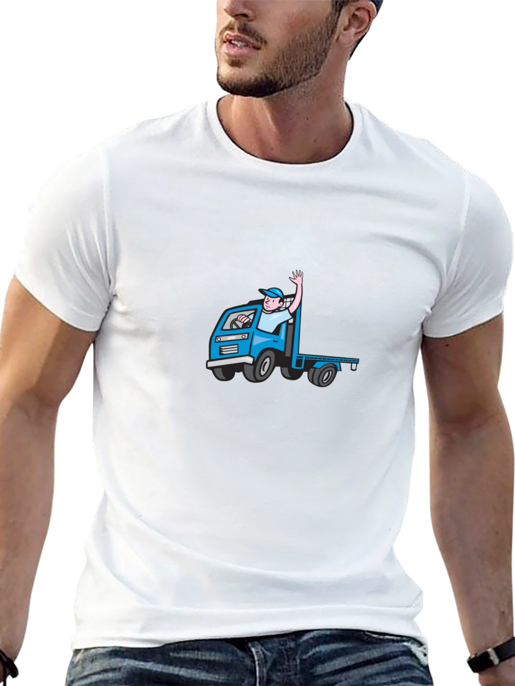 Cartoon Truck Driver Black Tee