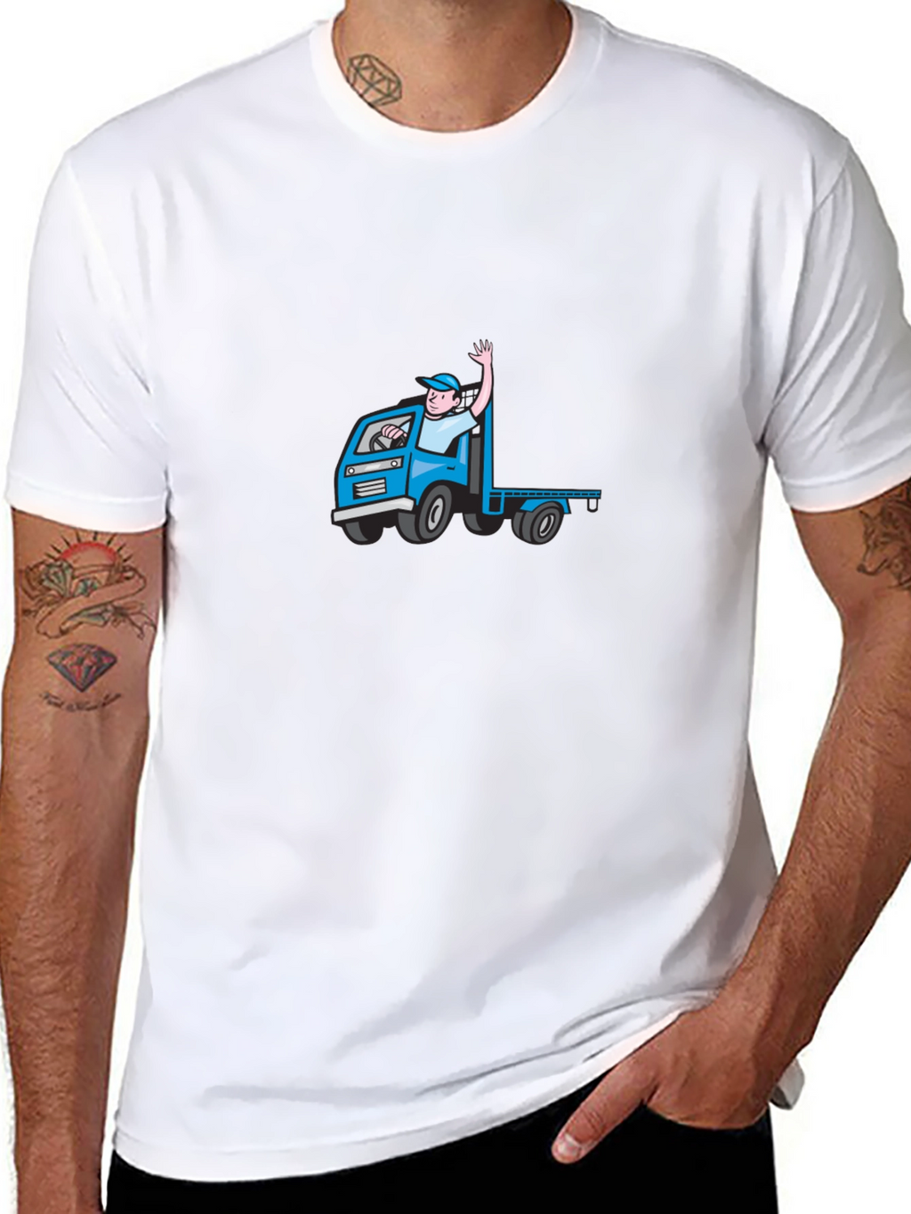 Cartoon Truck Driver Black Tee