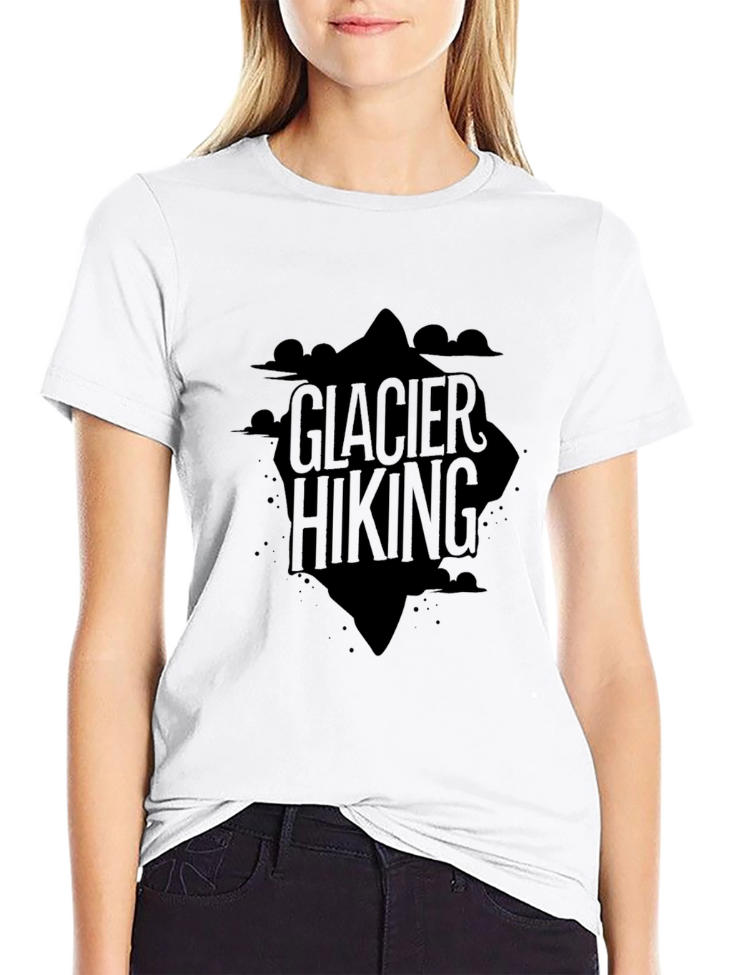 Glacier Hiking Graphic Tee - Black Cotton T-Shirt