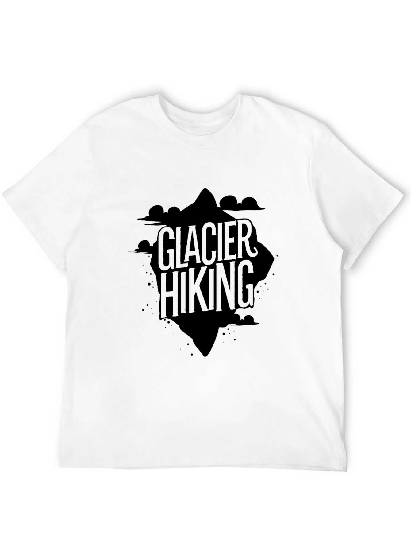 Glacier Hiking Graphic Tee - Black Cotton T-Shirt