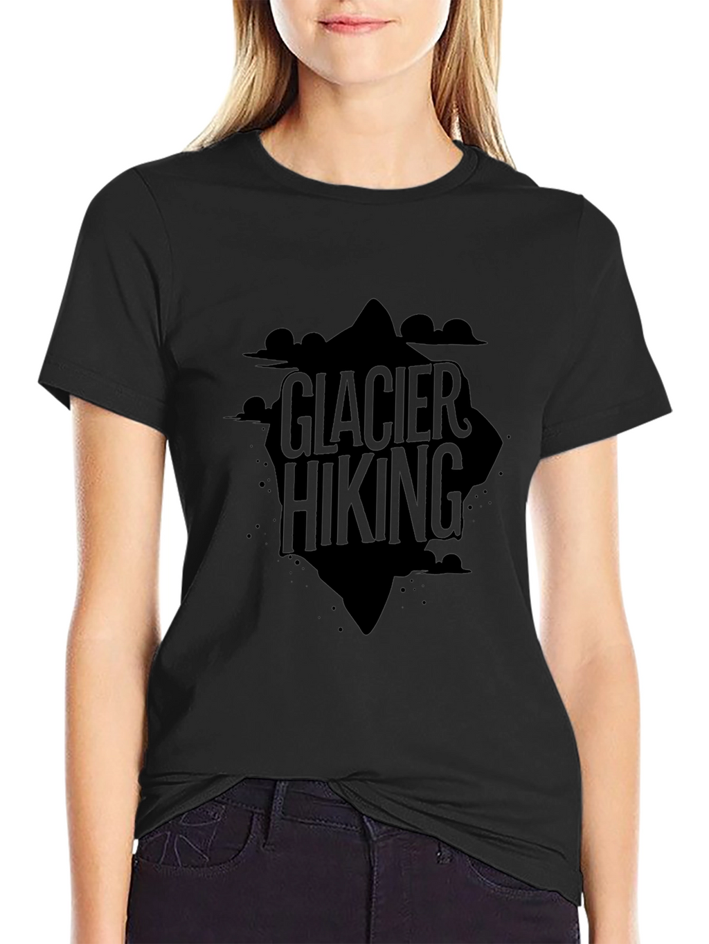 Glacier Hiking Graphic Tee - Black Cotton T-Shirt