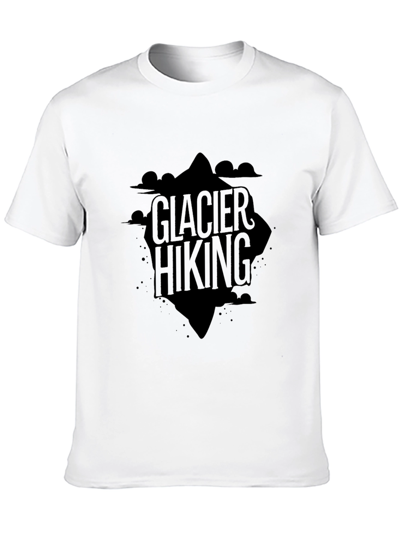 Glacier Hiking Graphic Tee - Black Cotton T-Shirt